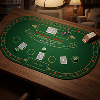 Tapis de jeu de Blackjack personnalisé 71 x 36 pouces, ovale, en feutre polyester, bords cousus, pour casino à domicile