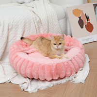 Coussin Doux et Moderne pour Chat, Tanière Classique avec Couverture à Capuche en Fausse Fourrure, Lit de Luxe pour Animaux de Compagnie (Chats et Chiens), Motif Uni, Anti-Anxiété, Idéal pour Tous