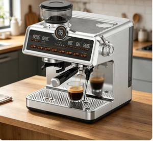 <span class=keywords><strong>Machine</strong></span> à café expresso HY avec réservoir d'eau numérique, cafetière multifonctionnelle, double chaudière personnalisée avec moulin intégré - Product Image 4