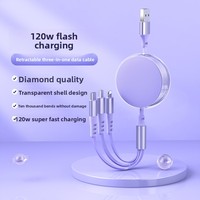 Nouveau câble de données télescopique 3-en-1 USB-C pour l'été avec charge rapide 5A en matériau TPE pour téléphone portable, appareil photo et ordinateur