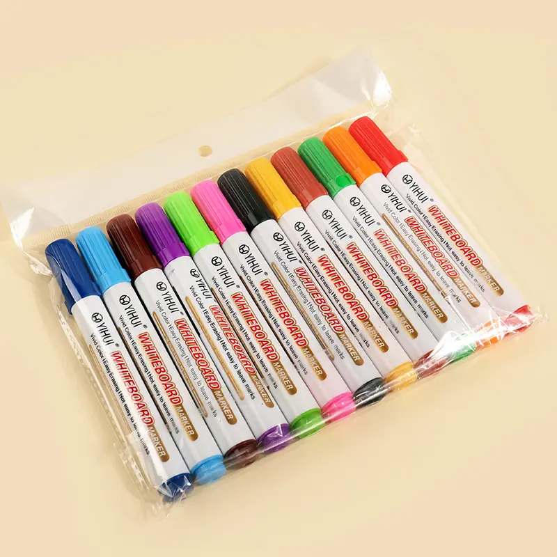 बड़ी क्षमता 12 रंग अरेबल व्हाइटबोर्ड पेन ऑफिस लेखन बोर्ड मोटी सिर वाली संदेश मार्कर पेन