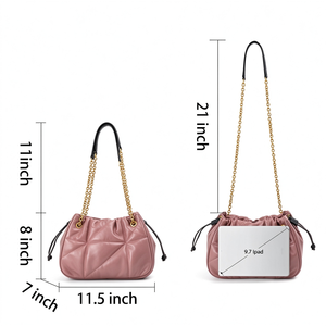 Custom Leather Sling <b>Bag</b> Leather Quilted Tote <b>Bag</b> for <b>Women</b> Designer Lambskin Puffy Shoulder Purse With Metal Chain Strap - Product Image 3