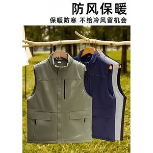 High-End Down-Filled Cotton Vest Thickening Solid Color Polyester Fiber Leisure Wear For Men - Product Image 4
