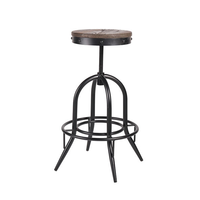 Tabouret de bar pivotant au design moderne et écologique, siège en bois massif, structure en fer, base chromée, pour usage commercial, bar à domicile, salon