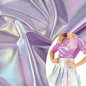 Wingtex rosa metálico holográfico para fantasia, folha de poliéster spandex com glitter, para costura, cor neon