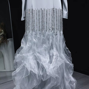 Gaun Malam Elegan Jancember LSZ039 Perak Lengan Panjang Model Duyung untuk Pesta <span class=keywords><strong>Prom</strong></span>, Pesta, dan Pernikahan - Product Image 6