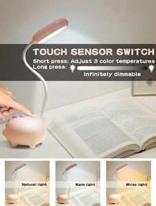 New phim hoạt hình khủng long đèn bàn độc đáo <span class=keywords><strong>LED</strong></span> ánh sáng ban đêm mắt-chăm sóc máy tính để bàn nhỏ đọc sách USB có thể sạc lại cho trẻ em - Product Image 2