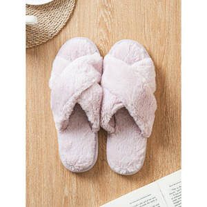 Púrpura 230 ~ 250 mm Zapatillas de Casa Pie Twist Hair Living Room Talk Design - Product Image 1