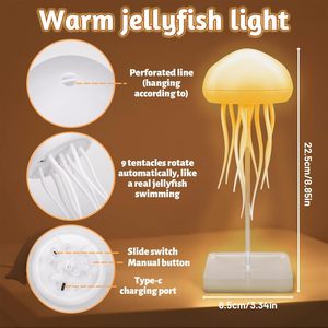 LED Night Light RGB Gradient Jellyfish <strong>Lamp</strong> Dancing Legs Rechargeable Bedroom Living <strong>Jelly</strong> <strong>Fish</strong> Light Ambi Light Jellyfish <strong>Lamp</strong> - Product Image 3