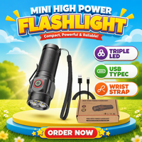 Tomsenda Lampe de poche LED étanche pour le camping en plein air, mini lampe de poche LED portable, lampe de poche en aluminium, torche rechargeable