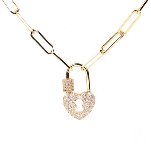 قلادة سلسلة ذهبية سميكة بقفل كارابينر، قلادة سلسلة مستطيلة بقفل - Product Image 4