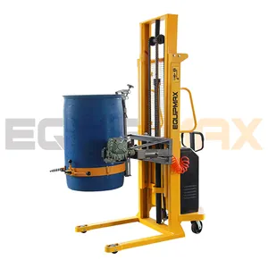 Equipmax 450KG Semi Electric Stacker with 180 degree tilting and rotating Drum Clamp