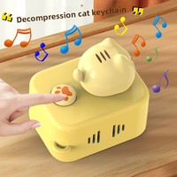 Porte-clés sonore en forme de mini chat de dessin animé avec musique pour soulager le stress - Cadeau amusant pour enfants et adultes