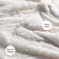 Jeté en fausse fourrure extra doux et moelleux, design réversible, design shaggy, microfibre moelleuse et confortable, imperméable et ignifuge