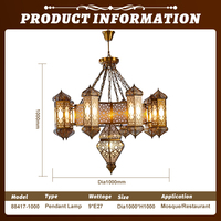 Lampe islamique personnalisée, cadre en fer, lustre LED pour palais, mosquée, salle à manger