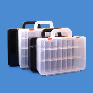 Caixa organizadora de plástico para artesanato, armazenamento com divisor ajustável, recipiente organizador de contas, caixa de armazenamento transparente para equipamentos de pesca