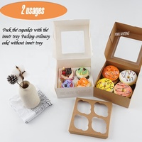 Emballage de gâteau personnalisé fenêtre auto-popup beignet biscuits brownies pâtisserie pain boulangerie gâteau emballage alimentaire papier boîte-cadeau