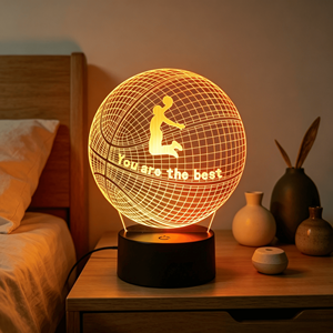 Acrylic 3D LED Base Night Lamp Colorful Changing Basketball for Kids Bedroom Postmodern Style Luminous Room Decoration - Product Image 1