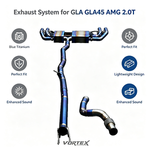 Vortex Burnt Blue Titanium Valvetronic Exhaust For Benz GLA GLA45 AMG 2015-2024 Direct Bolt-On Mod <b>Kit</b> - Product Image 1