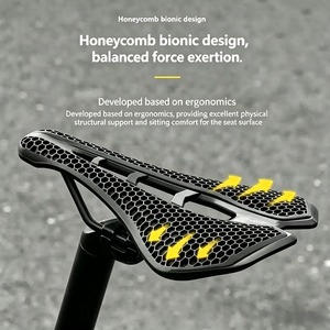 Nouvelle selle 3D bionique en nid d'abeille absorbant les chocs, siège creux respirant en fibre de carbone ultralégère, équipement léger pour route/VTT - Product Image 6