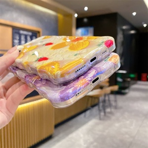 เคสโทรศัพท์แวววาวเลเซอร์ลายดอกไม้สีม่วงสีเหลืองสวยงามสำหรับ iPhone 14 PRO MAX เคสหรูหราสำหรับ iPhone 15 16 13 Pro - Product Image 4