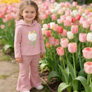 Ensemble <span class=keywords><strong>de</strong></span> vêtements pour bébés filles, motif floral d'automne, sweat-shirt à capuche et pantalon pour enfants - Product Image 2