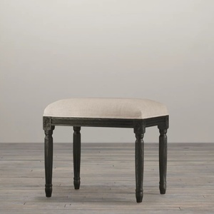 <b>Vintage</b> Carved Solid Wood Footstool Shoe Stool - Product Image 3