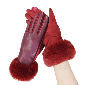 OEM ODM all'ingrosso alla moda guanti graziosi Touch Screen Puffy braccialetto ragazza in pelle sintetica con guanti in finta pelle scamosciata per il ciclismo - Product Image 3