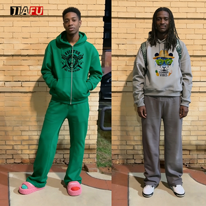 Set di Felpa con Cappuccio e Pantaloni Tuta Oversize Personalizzati con Logo DTG, <span class=keywords><strong>Produttori</strong></span> di Abbigliamento, Felpe in Cotone, <span class=keywords><strong>Abiti</strong></span> Firmati per <span class=keywords><strong>Uomo</strong></span> - Product Image 1