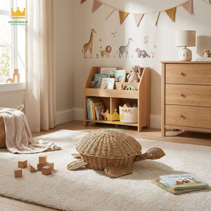Cesta de Almacenamiento Tejida en Forma de Tortuga de Hierba Marina, Estilo Bohemio, Redonda, Color Natural, Contenedor para Juguetes Infantiles - Product Image 5
