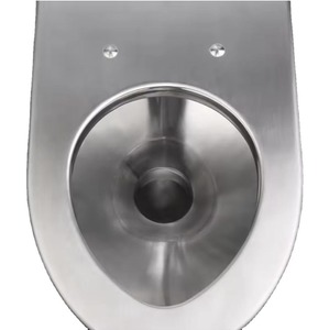 Inodoro de Acero Inoxidable de Pared, Diseño Ovalado Industrial, Tanque Oculto, Accesorio de Baño - Product Image 3
