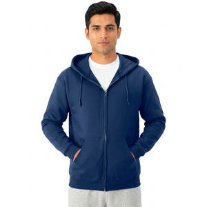 Sudadera con capucha para hombre con cremallera completa, 320 GSM, mezcla de algodón, impresión personalizada, suave y gruesa, para exteriores y gimnasio. - Product Image 1