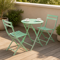 Ensemble bistrot pliant pour patio, 3 pièces, table en métal et 2 chaises, mobilier de jardin, balcon, café, pour petits espaces