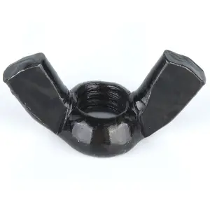 M6 M8 ASTM B7 B7M A325 A307 GR2 GR5 Grade 2 5 Steel Black Powder Coated Edged Square Wing Round Butterfly Wing Nut DIN314 DIN315
