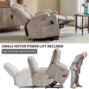 <span class=keywords><strong>Fauteuil</strong></span> inclinable <span class=keywords><strong>électrique</strong></span> robuste gris en chenille avec dossier touffeté, capacité de 350 lb, double ports USB et porte-gobelets, idéal pour personnes âgées, salon et chambre à coucher - Product Image 6