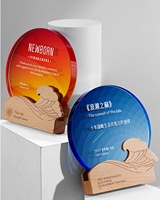 Verre Trophée Base Laser Couleur Sculpté Récompenses Plaque Cube Bloc Souvenir OEM Personnalisable Cristal Thème Bois Mer Vague Animal Art