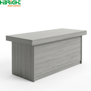 Gray Wood Grain <b>Checkout</b> <b>Counter</b> Retail Cashier Desk POS Reception <b>Counter</b> for Store - Product Image 1