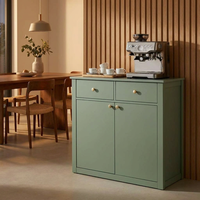 Buffet moderne en MDF vert sauge, armoire de rangement à 2 portes, grande capacité, style minimaliste, panneau plat, pour salon, entrée