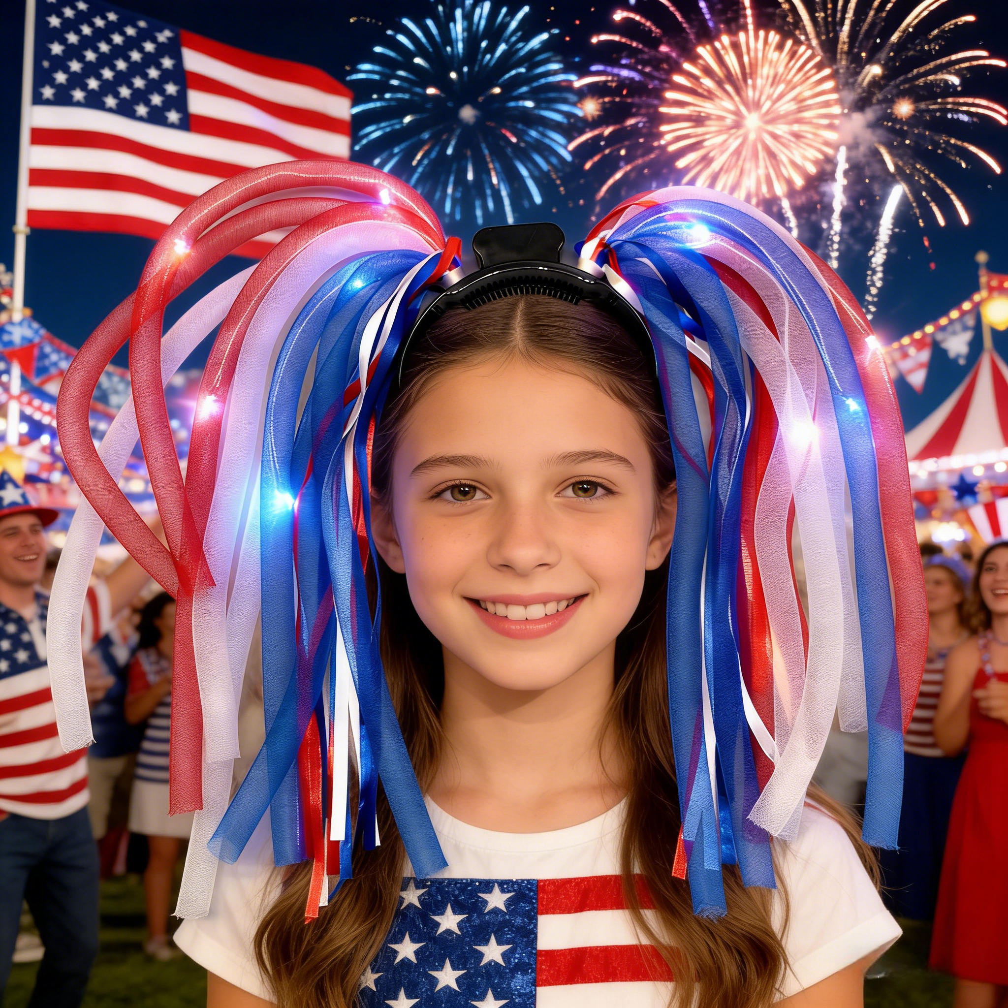 American Flag Light up Headband Patriotic Glowing Headband American National Holiday Events Independence Day Party Accessories