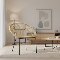 Chaises en rotin pour terrasse extérieure, balcon, table basse de cour, petites tables et chaises, chaises décontractées à dossier en rotin