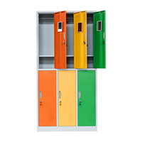 Casiers de rangement modernes en acier à 6 portes colorés, armoires verrouillables autoportantes pour hôpitaux, gymnases et vestiaires