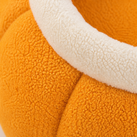 YAOYUE Nid pour chat en peluche en forme d'orange, lit de sommeil profond, nid rond à visage de dessin animé avec rebord épais pour chats et petits chiens, 3 tailles