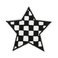Patch étoile à carreaux noir et blanc, broderie en forme d'étoile, applique thermocollante pour veste de motard, sac, chapeau, décoration DIY