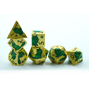 מתכת ירוק עיצוב חתול גלקסיה סט d20 קוביות d20 dnd 7 יח 'צינוק ודרקונים 20-קוביות זהב <span class=keywords><strong>rpg</strong></span> סט d20 - Product Image 2