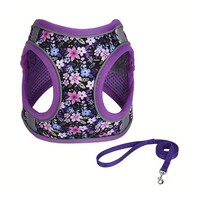Harnais de poitrine pour animaux de compagnie, respirant, léger, réfléchissant, imprimé, couleur unie, en polyester, avec fermeture à cordon, pour la promenade des chats et des chiens
