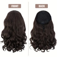 Perruque synthétique courte bouclée effet yaki avec cordon de serrage pour femme, extension de cheveux en fibre haute température, végane