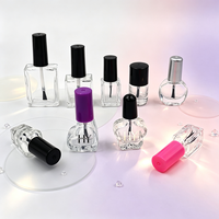 Flacon vide rond ou carré noir ou transparent de 10 ml ou 15 ml pour vernis à ongles, gel ou colle, avec pinceau, personnalisable avec votre logo