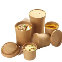 Gobelet à soupe en papier kraft jetable écologique imprimé sur mesure pour l'emballage de plats à emporter