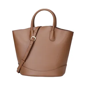 2024 cowhide bucket bag for women luxury women bags niche retro casual handbags for ladies