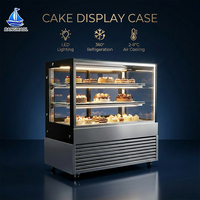 Vitrine professionnelle de présentation de pâtisseries en verre plat avec refroidisseur puissant et système de dégivrage intégré en acier inoxydable